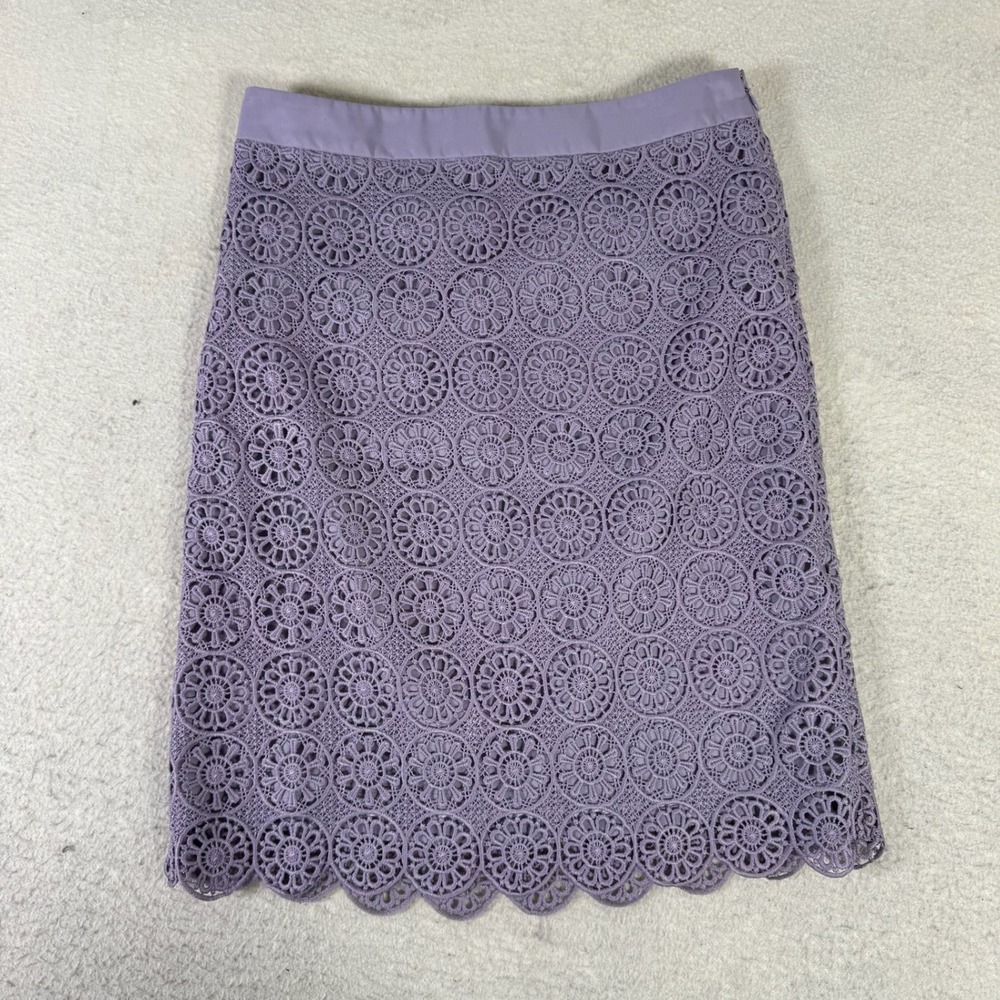 The Limited Crochet Lace Pencil Skirt Womens 2 Lavender Purple Excellent Floral